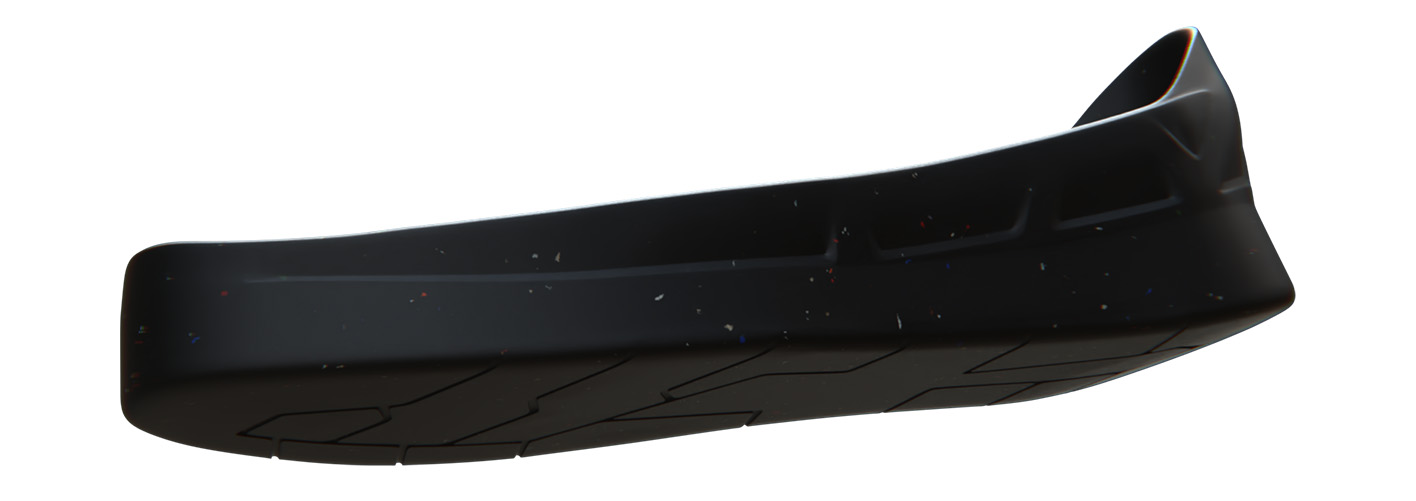 Visual of just the thick, black MACSOLE rubber outsole technology with high side walls to protect interior layers.