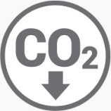 Icon representing the reduced amount of carbon dioxide emissions produced per HexArmor asphalt boot.