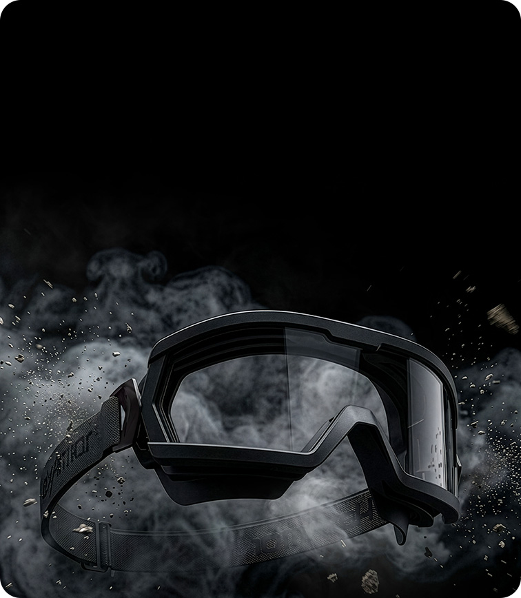 HexArmor FireArmor MX600 safety goggles surrounded by smoke and embers