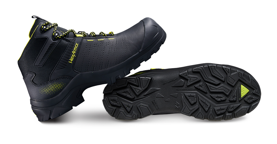 Pair of Xbase black work boots with composite safety toe.