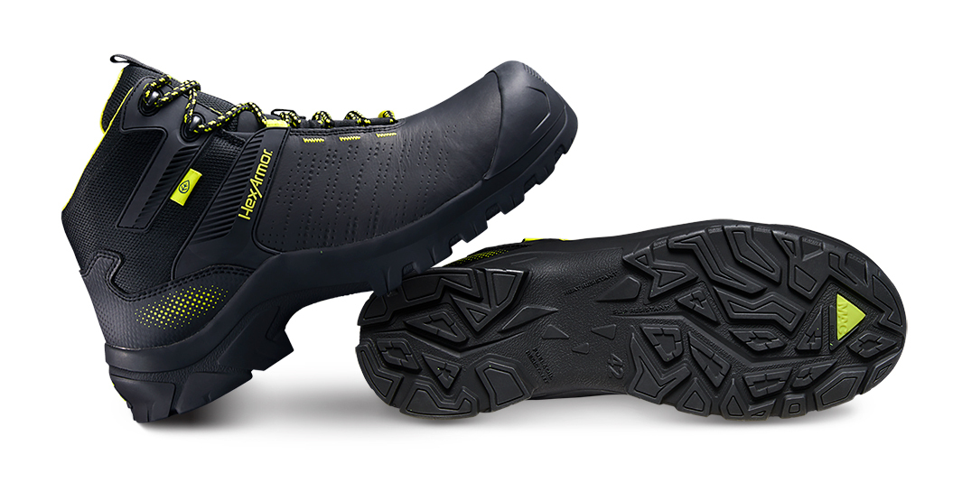 Pair of Xbase black work boots with composite safety toe.